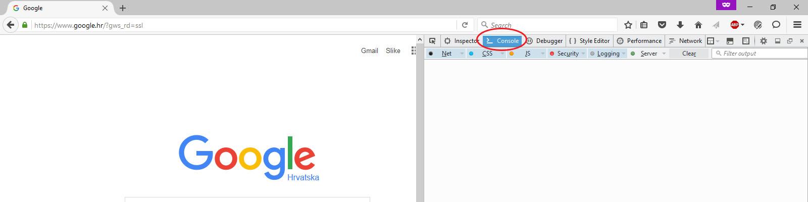 Browser script console